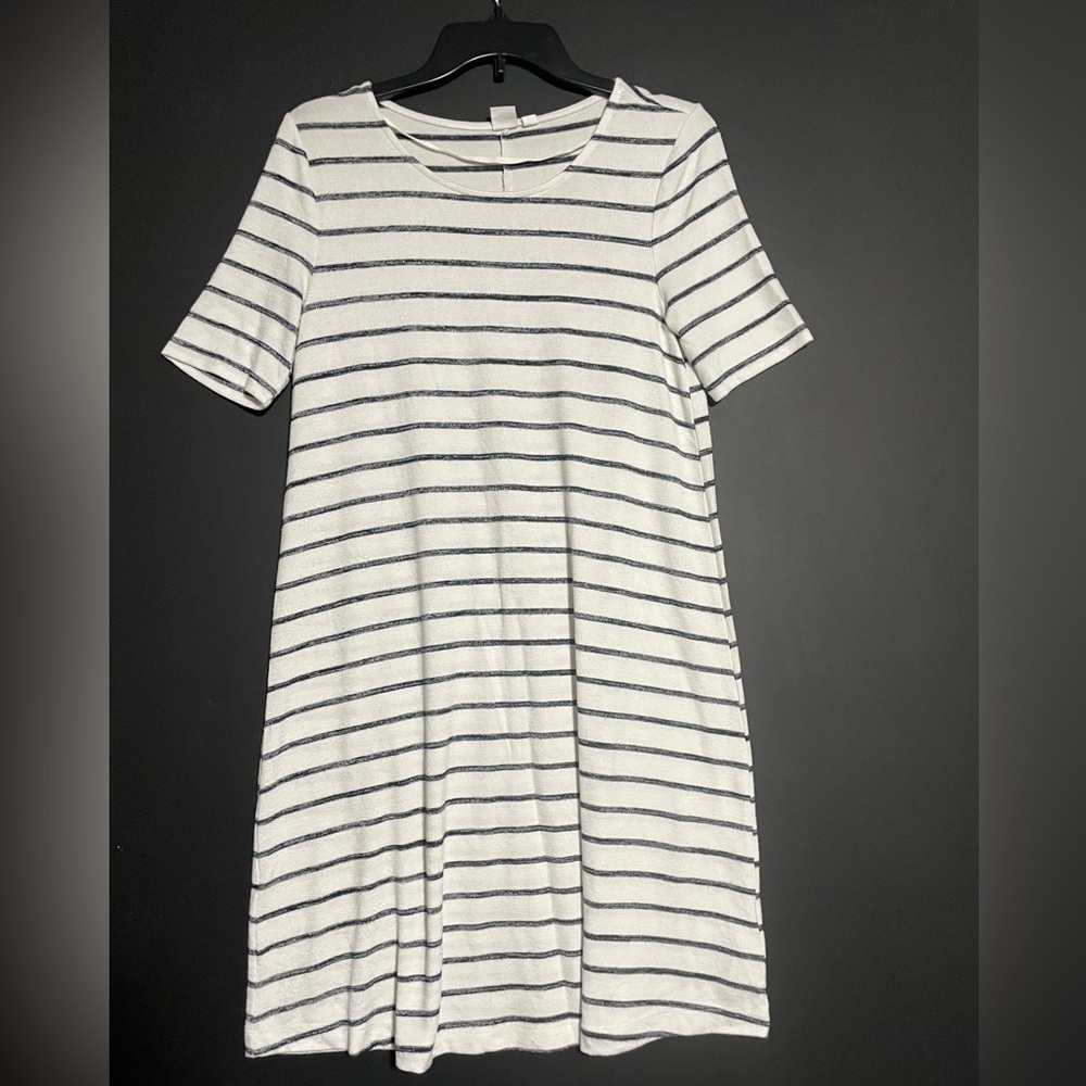 GAP Black and White Striped Midi Dress